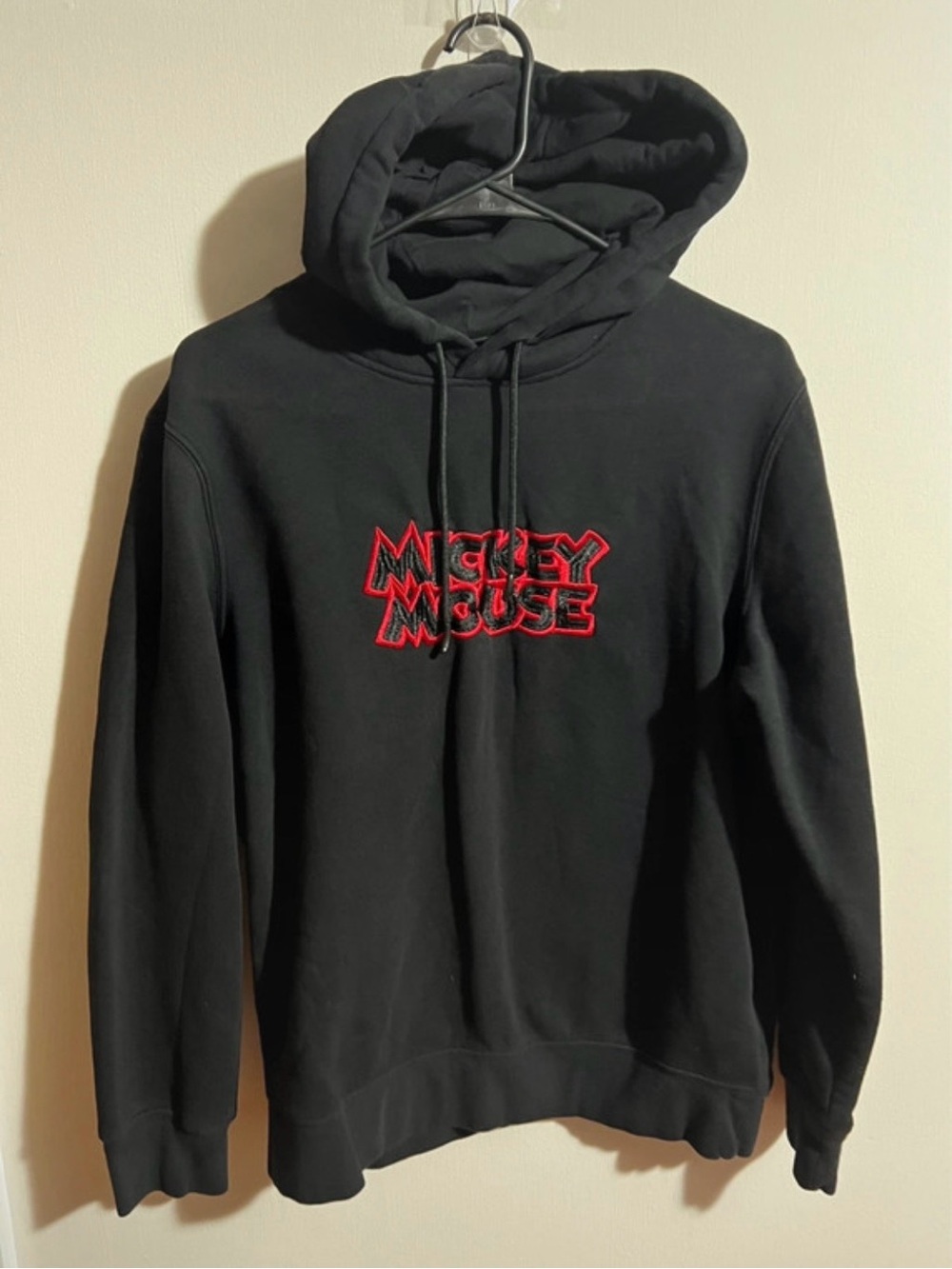 Disney Black Hoodie with Red 'Mickey Mouse' Embroidered Logo